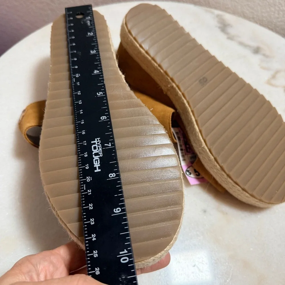 Joie Tan Genuine Suede Espadrille Wedge Sandals Platform Slide Mules‎ Size 9